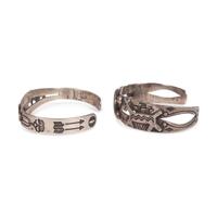 Fred Harvey Era Silver and Turquoise Cuff Bracelets, with Canine Motif