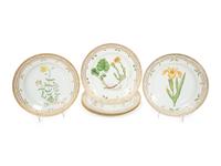 Thirteen Royal Copenhagen Flora Danica Porcelain Dinner Plates