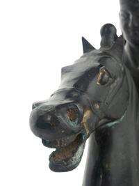 A Pair of Chinese Cast Metal Equestrian Figures Mounted as Lamps
