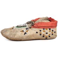Crow Beaded Buffalo Hide Moccasins