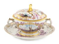 A Meissen Porcelain Covered Bowl ( Écuelle ) and Associated Meissen Stand