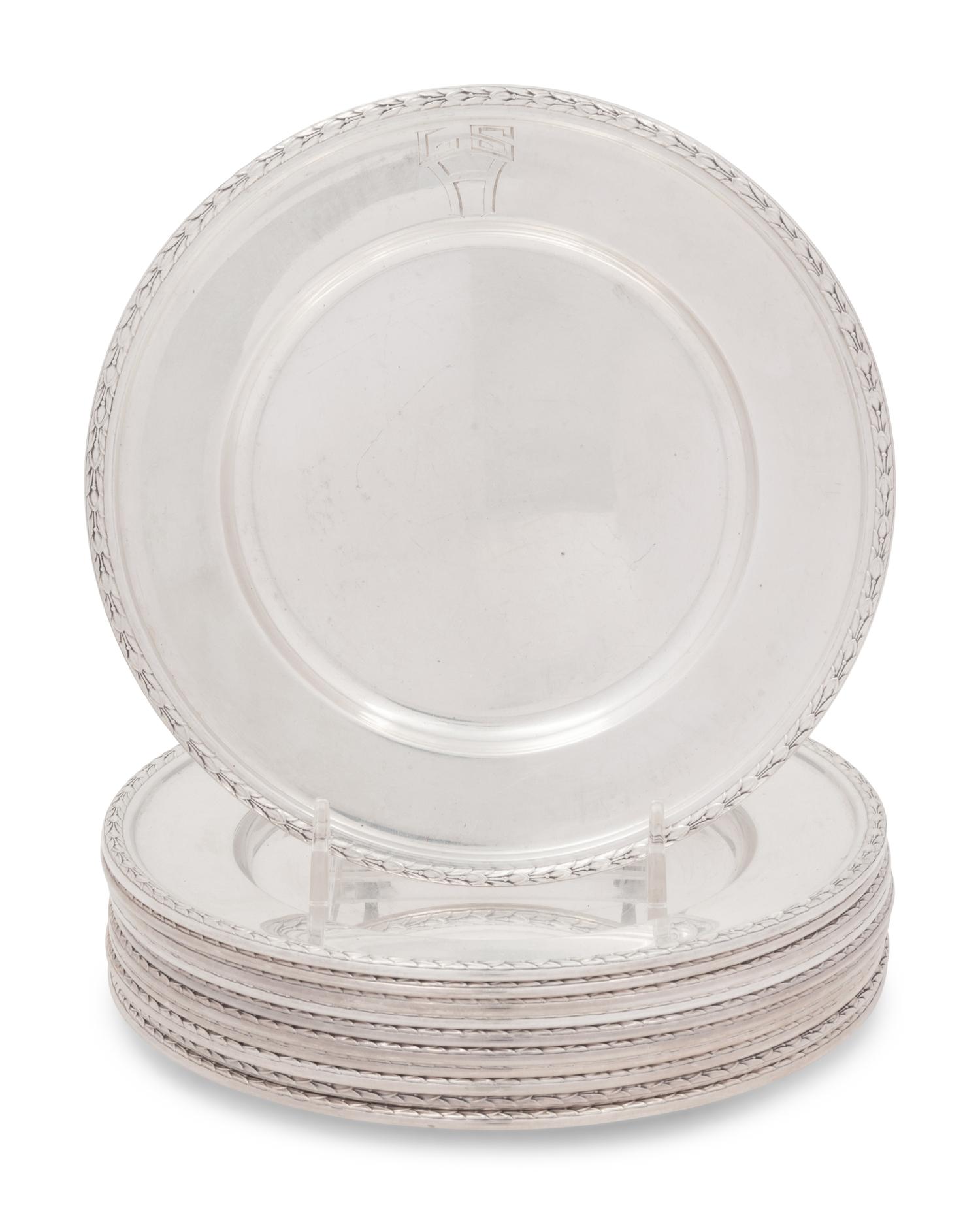 A Set of Twelve American Silver Bread Plates