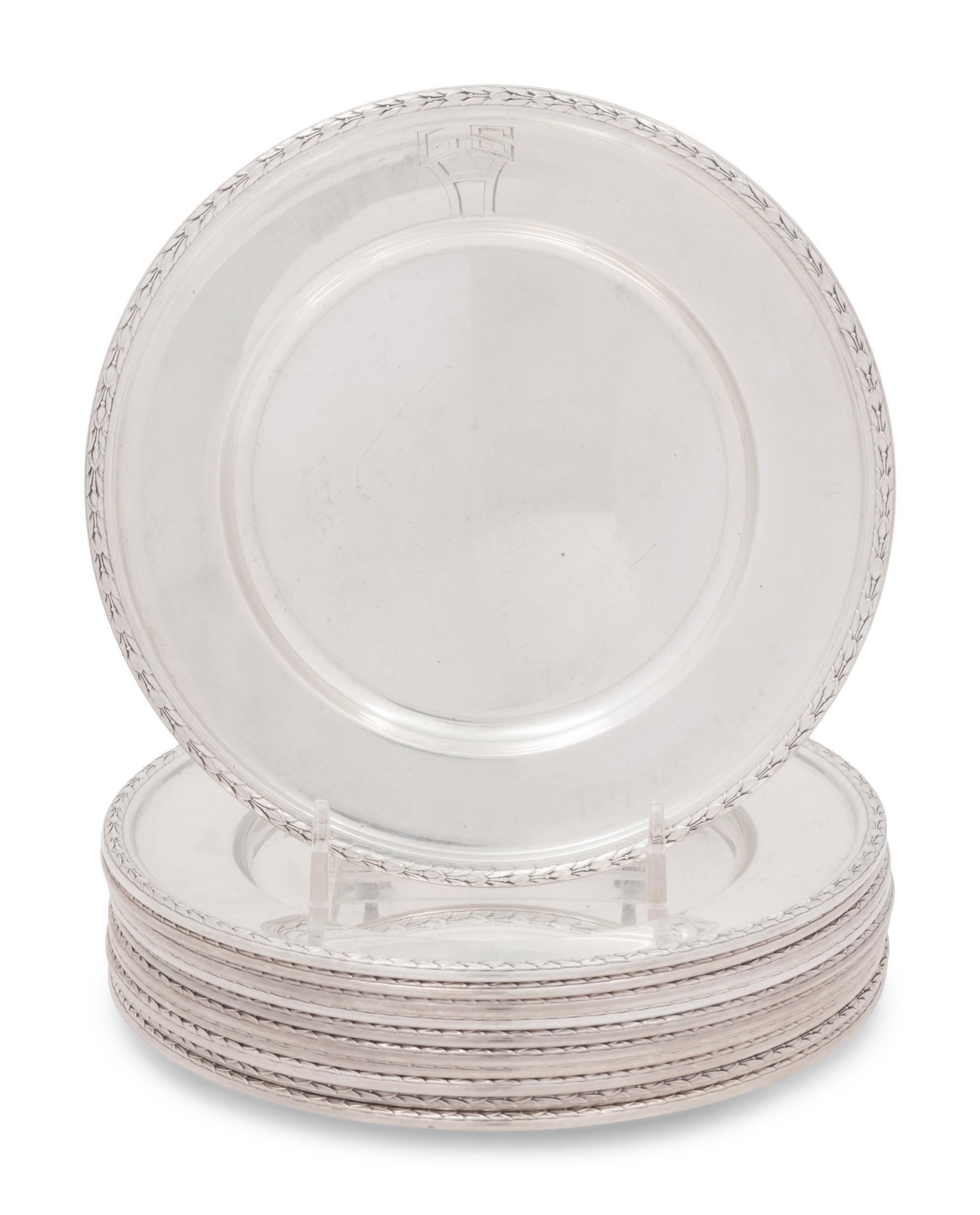 A Set of Twelve American Silver Bread Plates