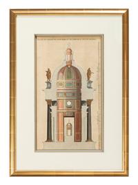 Six Hand-Colored Architectural Engravings
