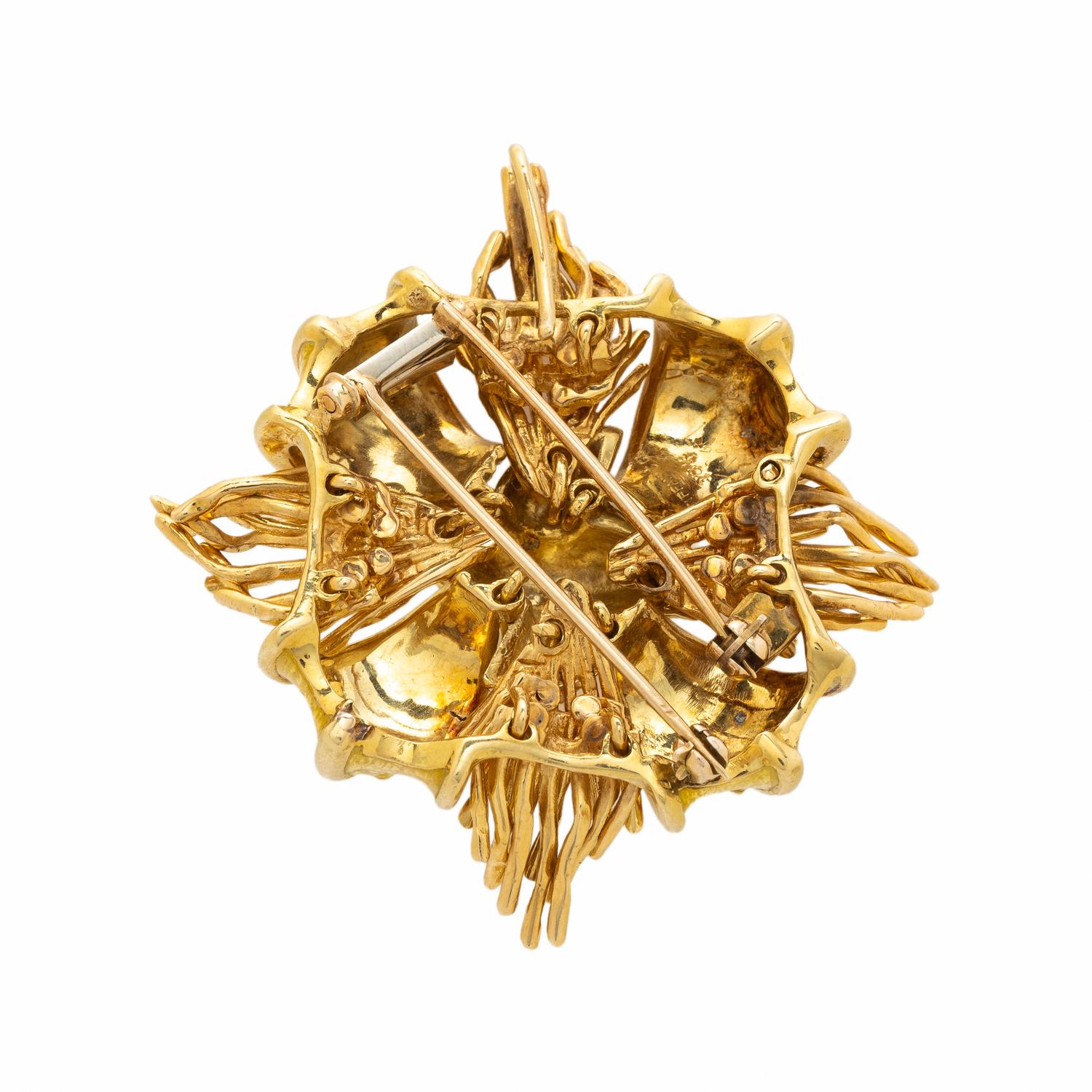 TIFFANY & CO, YELLOW GOLD AND ENAMEL PENDANT BROOCH