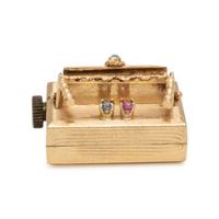 Multigem and Yellow Gold Music Box Charm