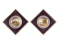 Four Framed Vienna Style Porcelain Cabinet Plates