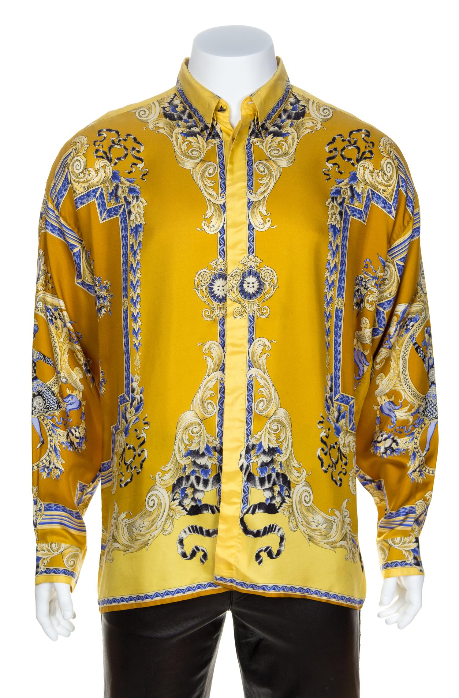 A Gianni Versace Silk Print Shirt, Size 54.