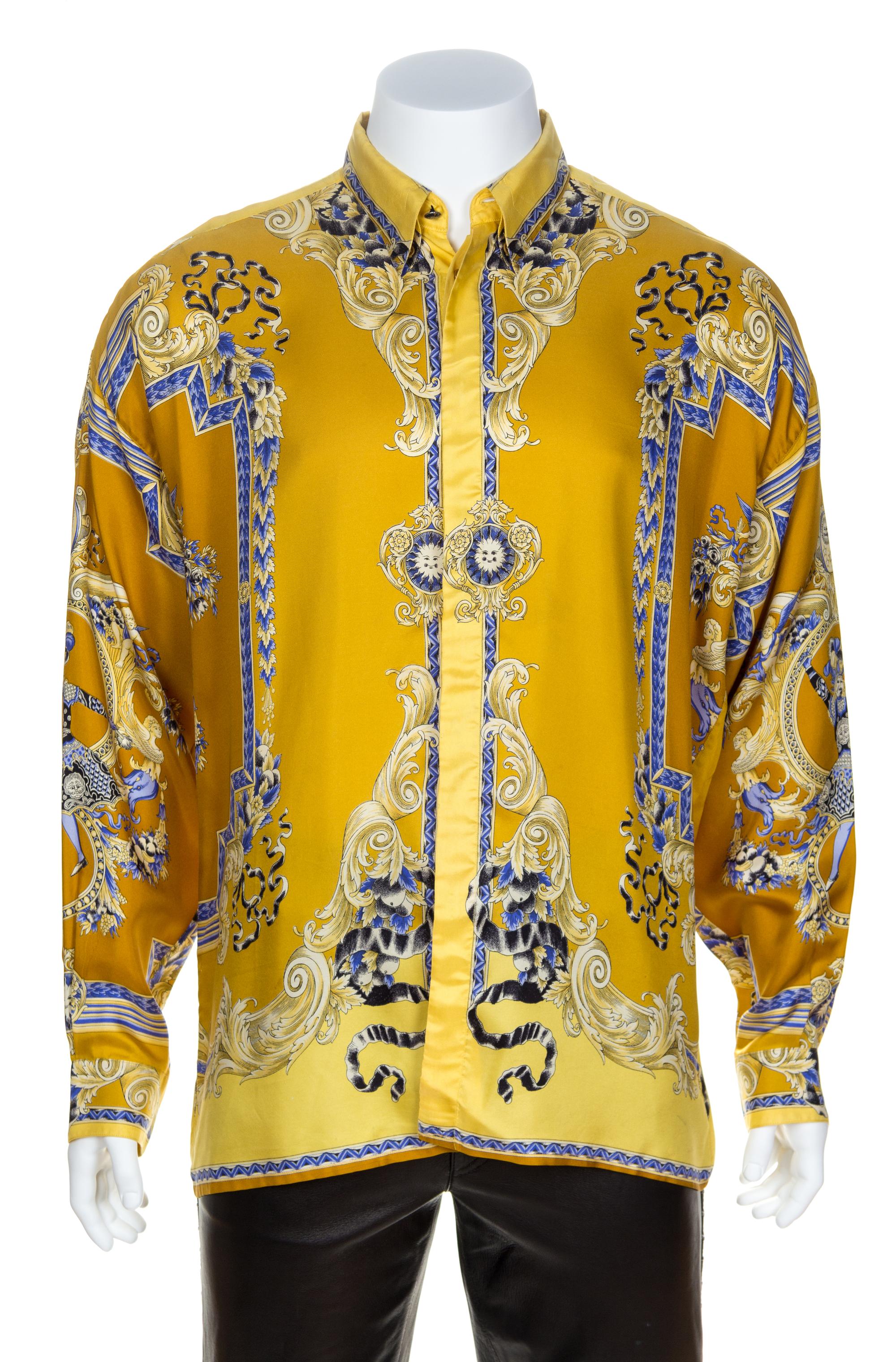 A Gianni Versace Silk Print Shirt, Size 54.