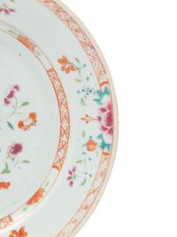 Three Chinese Export Famille Rose Porcelain Plates