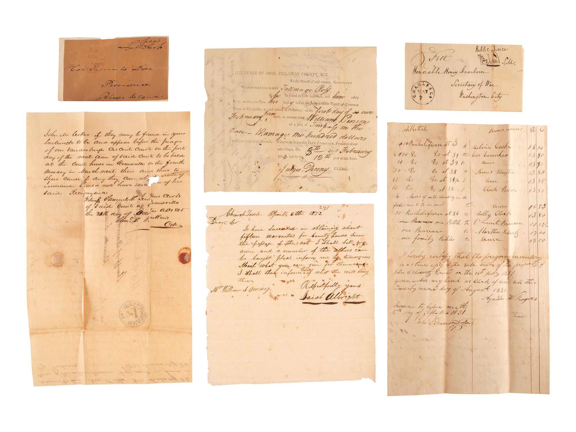 [WAR OF 1812]. A group of signatures from veterans of the War of 1812, including:
