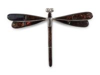 Sterling Silver and Fire Opal Dragonfly Pin / Brooch
