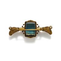 ANTIQUE, GILT AND CARVED INTAGLIO BROOCH