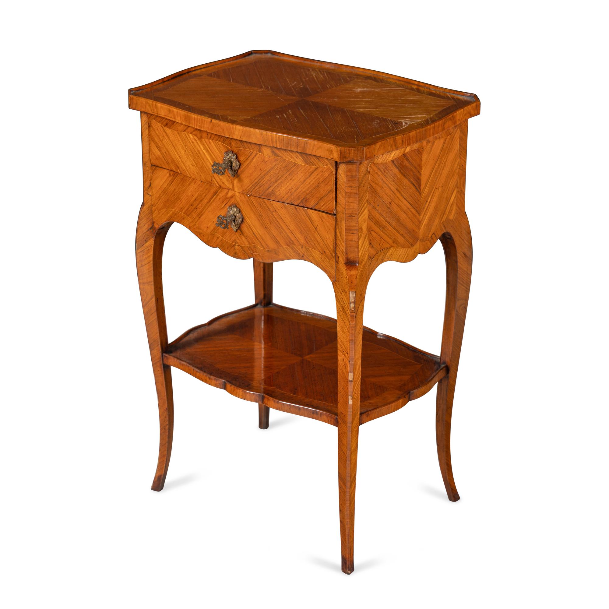 A Pair of Louis XV Style Tulipwood Side Tables