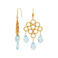 HIGH KARAT GOLD AND BLUE TOPAZ EARRINGS