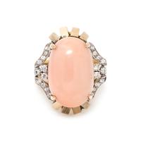 ANGEL SKIN CORAL AND DIAMOND RING