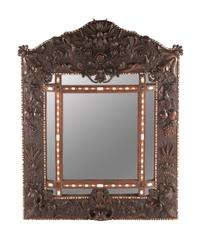 A French Carved and Inlaid Mirror Height 65 x width 53 inches. — 19TH CENTURY