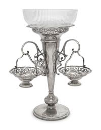 A Victorian Silver-Plate and Glass Epergne