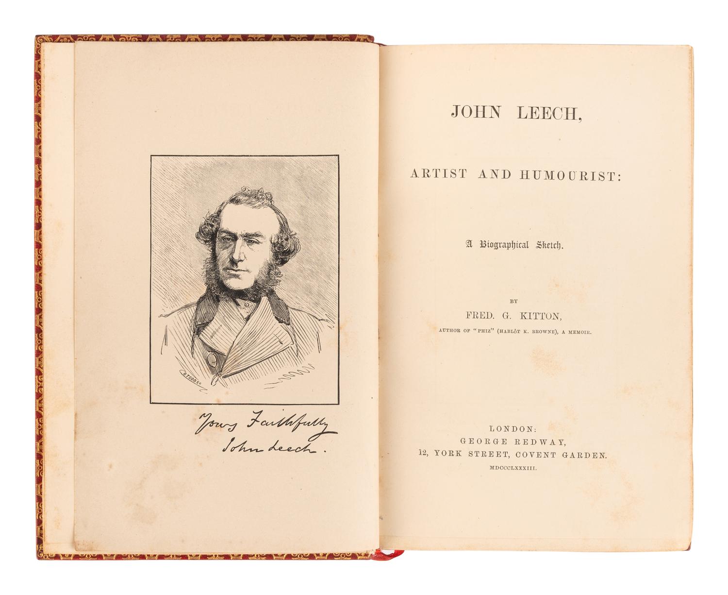 [LEECH, John (1817-1864)]. KITTON, Frederick George (1856-1904) . John Leech, Artist and Humourist: A Biographical Sketch . London: George Redway, 1883.