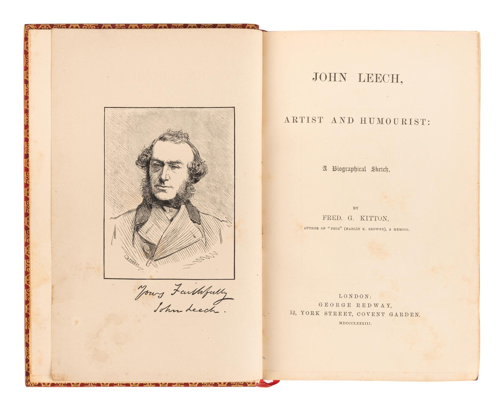 [LEECH, John (1817-1864)]. KITTON, Frederick George (1856-1904) . John Leech, Artist and Humourist: A Biographical Sketch . London: George Redway, 1883.