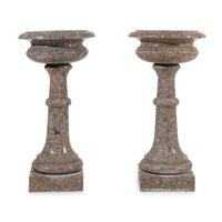 A Pair of Neoclassical Style Pink Granite Jardinières