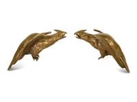 A Pair of Gilt Bronze Eagles