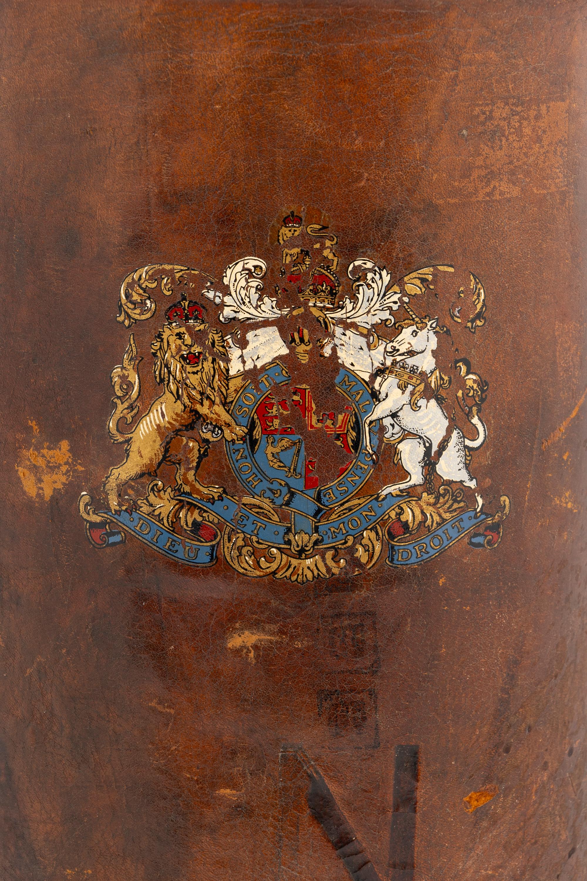 An English Leather Ammunition Bucket or Umbrella Stand