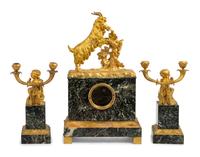 An Assembled Louis Philippe Marble and Gilt Bronze Figural Garniture