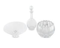 Three Modern Clear Glass Articles