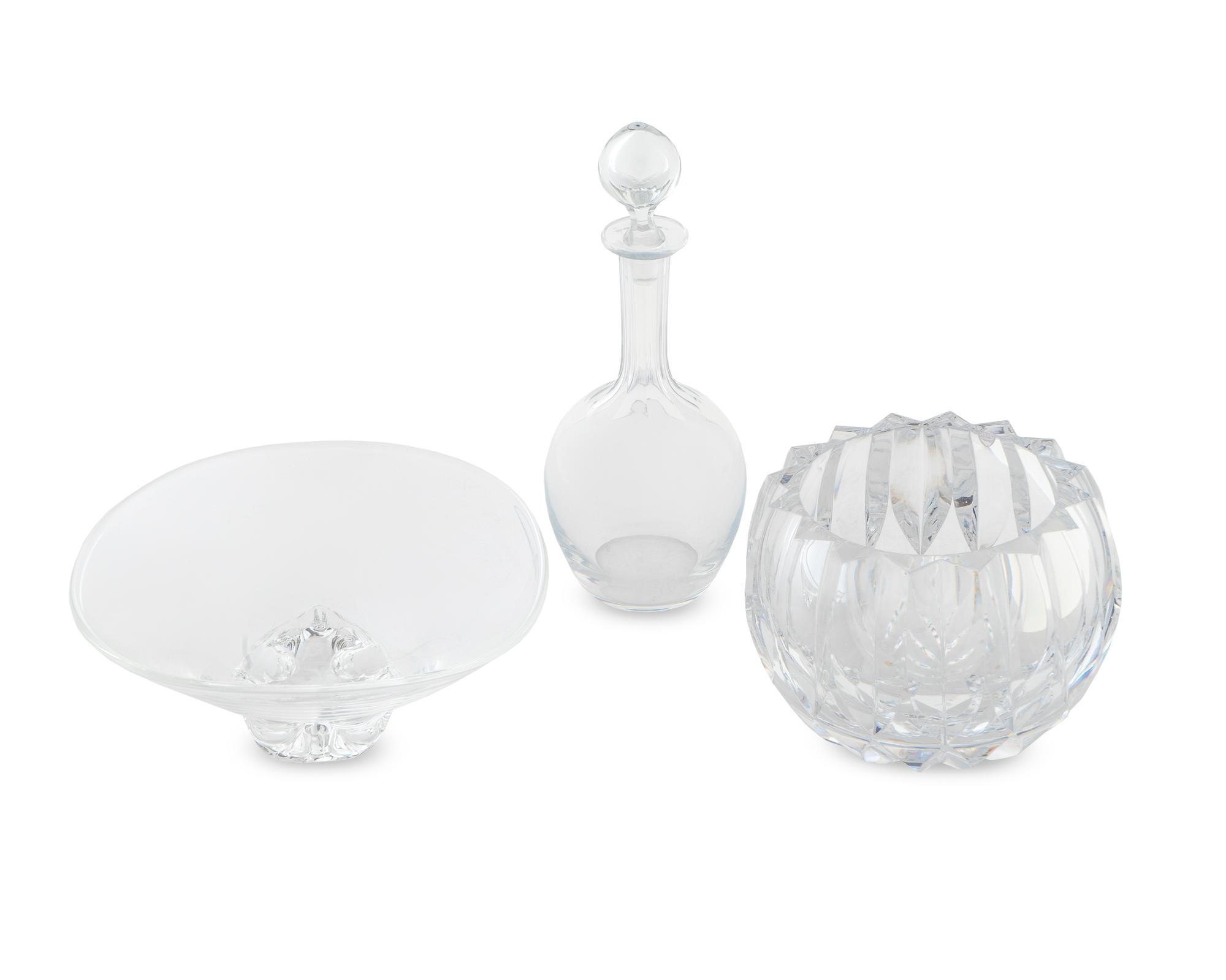 Three Modern Clear Glass Articles