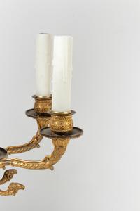A Pair of Empire Gilt Bronze Six-Light Chandeliers