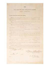 [NATIVE AMERICAN]. Patent for land in Indian Territory, 1903.