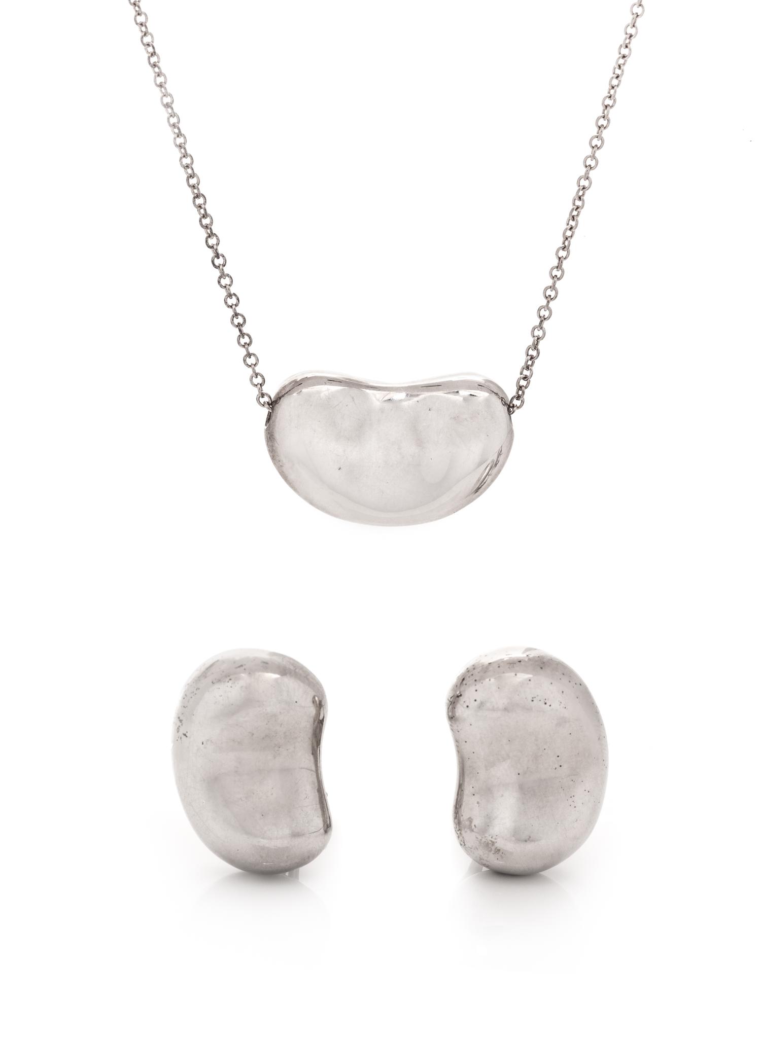 TIFFANY & CO., ELSA PERETTI, STERLING SILVER 'BEAN DESIGN' SET