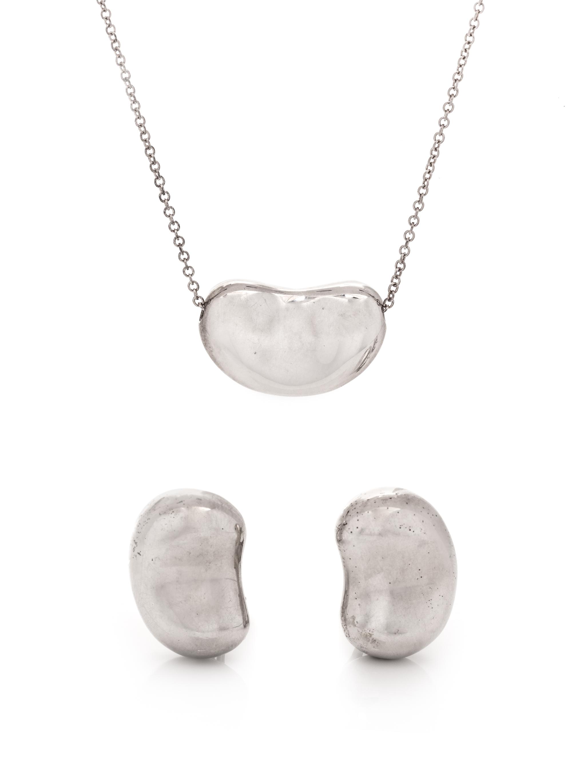 TIFFANY & CO., ELSA PERETTI, STERLING SILVER 'BEAN DESIGN' SET