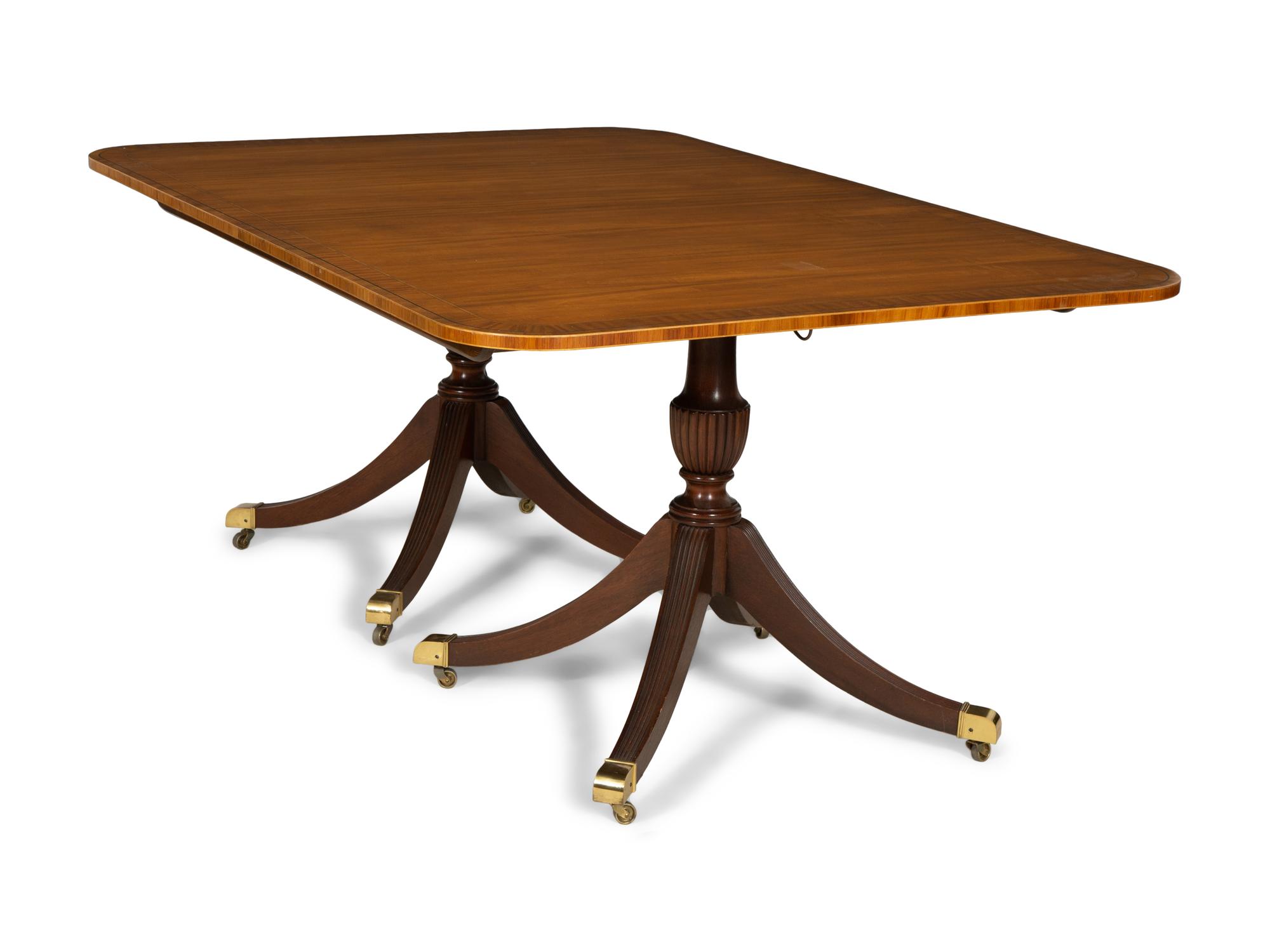 A George III Style Mahogany Double-Pedestal Extension Dining Table