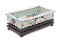 A Famille Rose Porcelain Cachepot Width 15 7/8 x 83/4 inches.