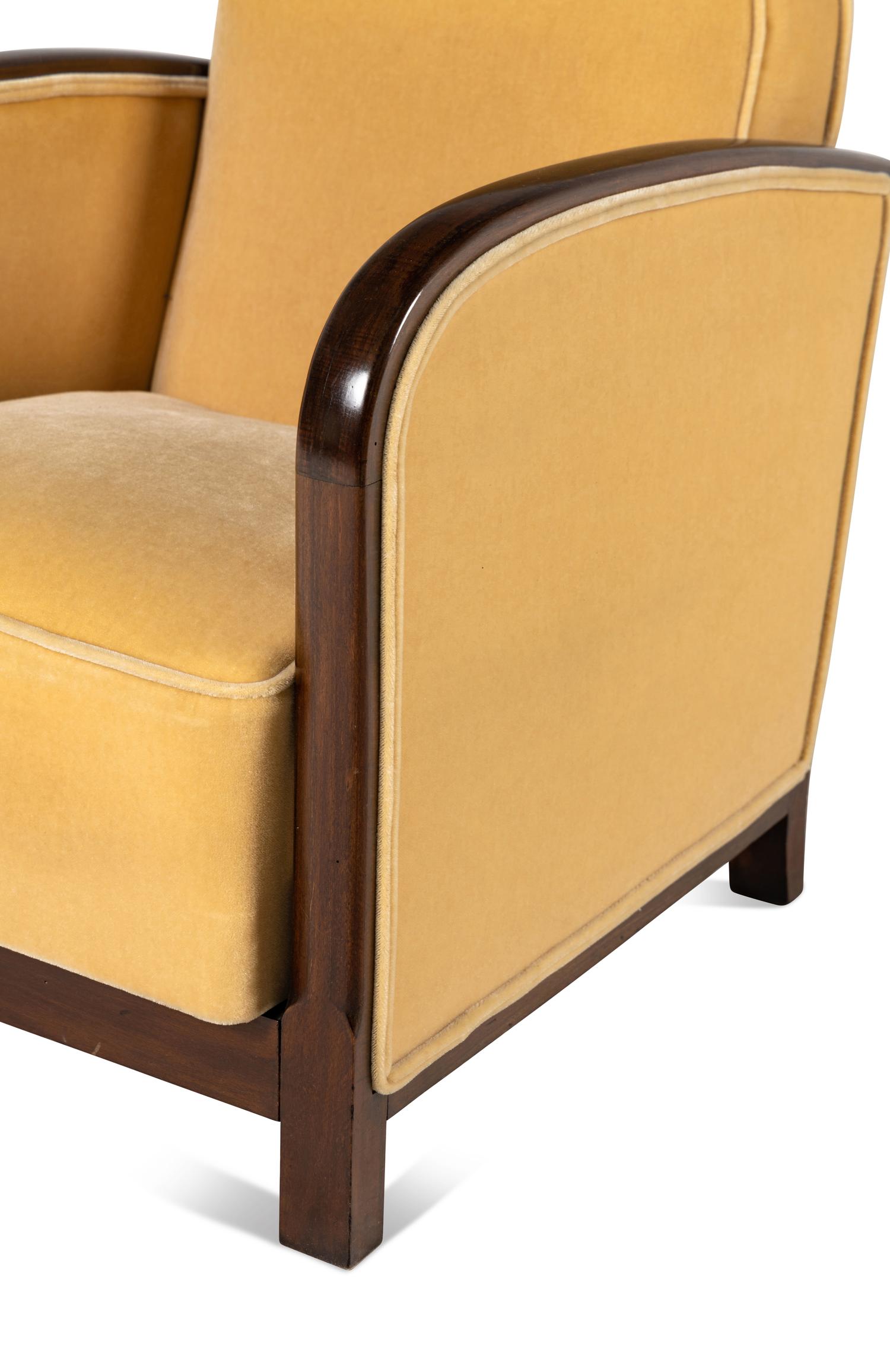 Mahogany and Mohair Armchair, c. 1930 France