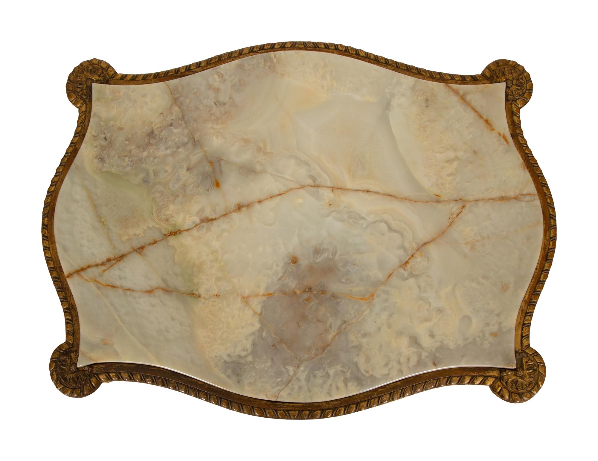 An Italian Giltwood Onyx-Top Low Table