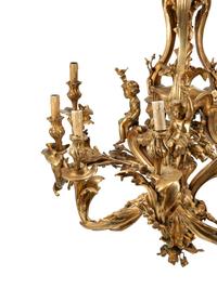 A Continental Gilt Bronze Nine-Light Chandelier