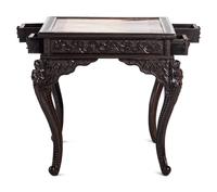 A Japanese Carved and Brass Inset Desk