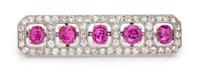 A Platinum, Ruby and Diamond Brooch, Circa 1915, 6.10 dwts.