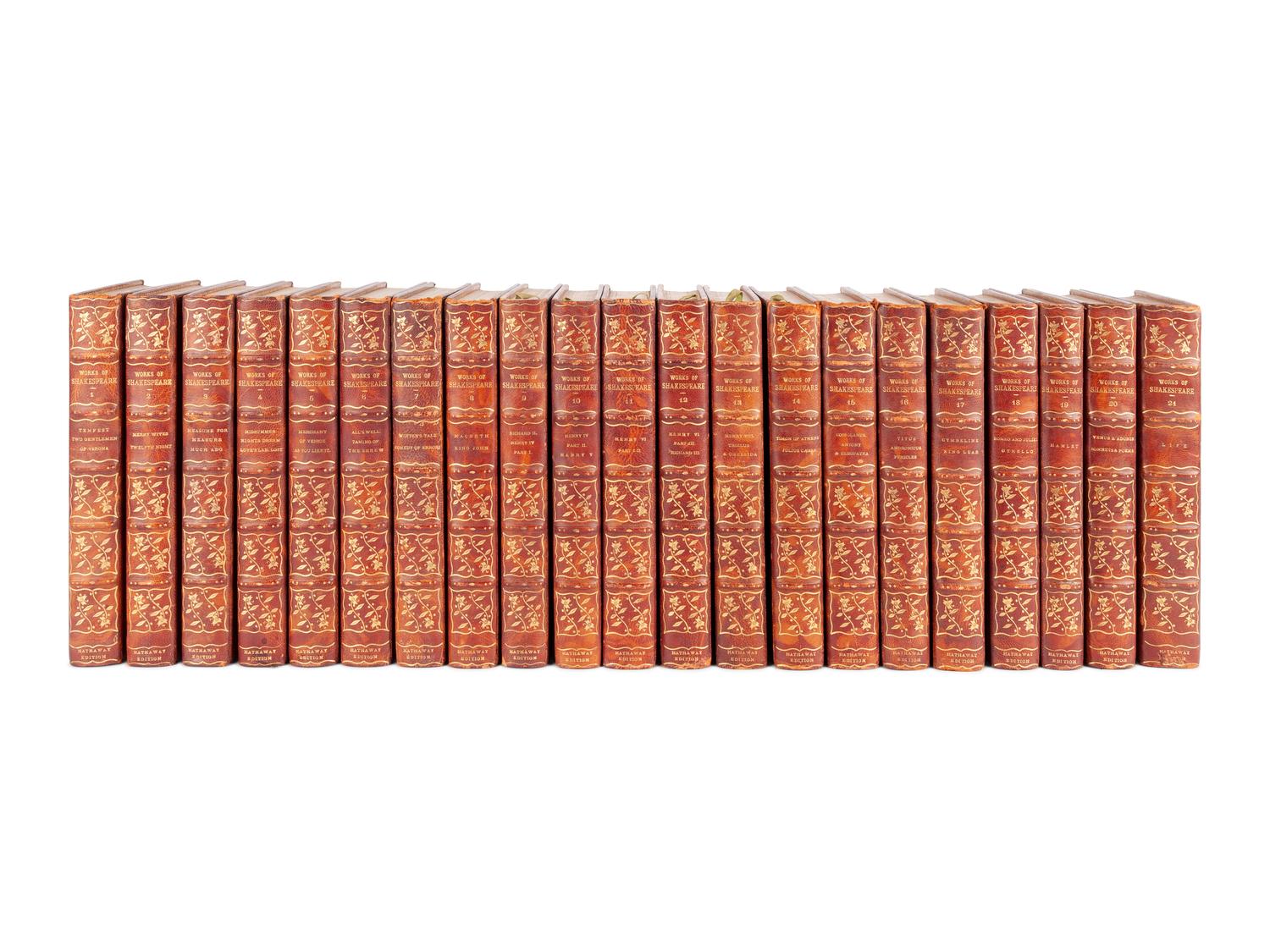 [BINDINGS]. SHAKESPEARE, William (1564-1661). Works . New York: Edwin C. Hill Company, 1906.