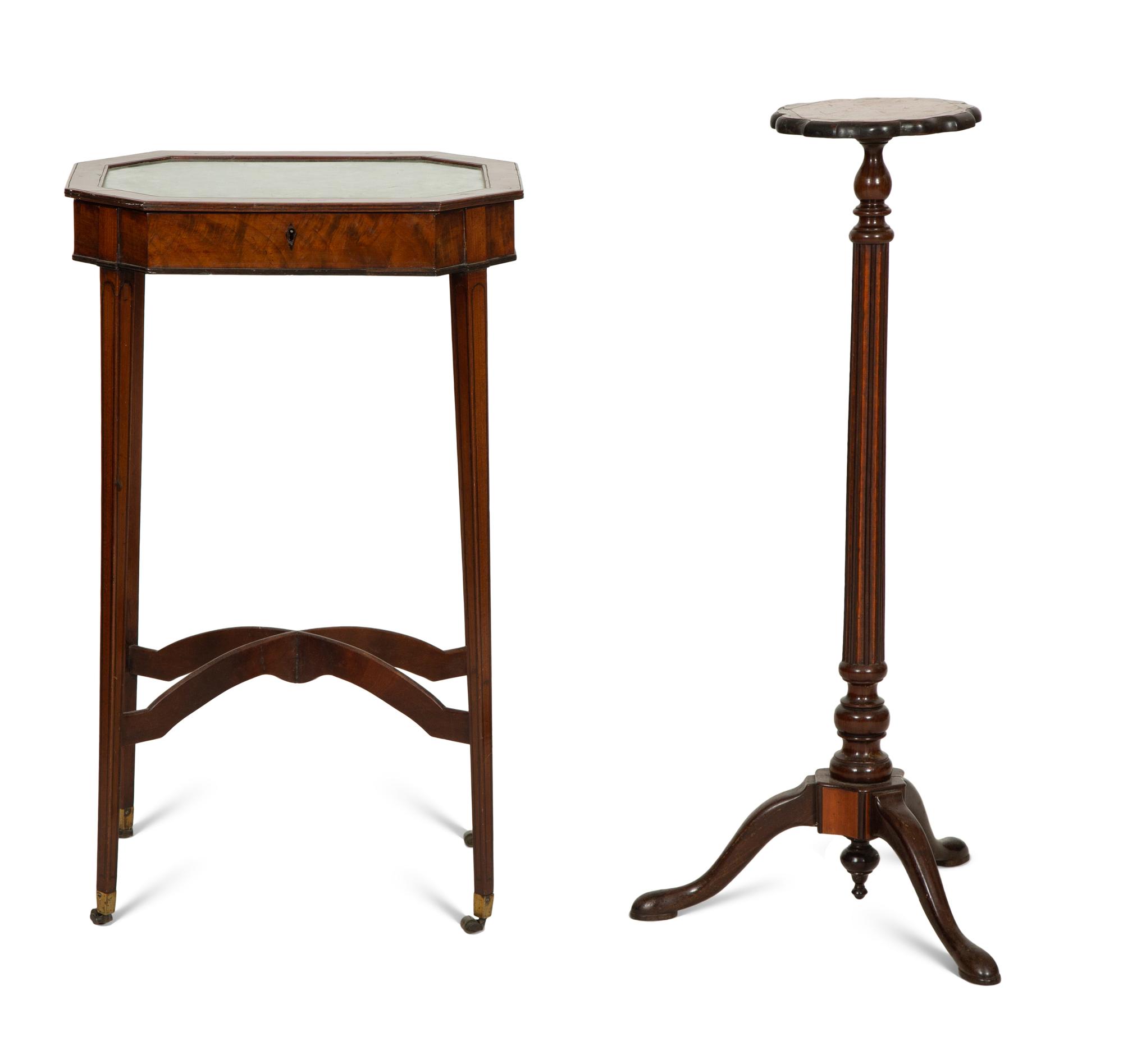 A George III Mahogany Vitrine Table and a Kettle Stand