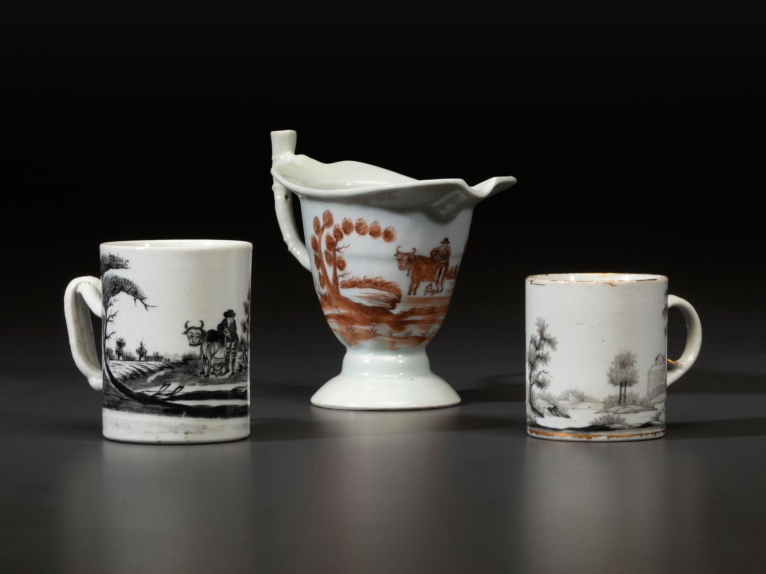 Six Chinese Export Porcelain 'Quaker Farmer' Articles