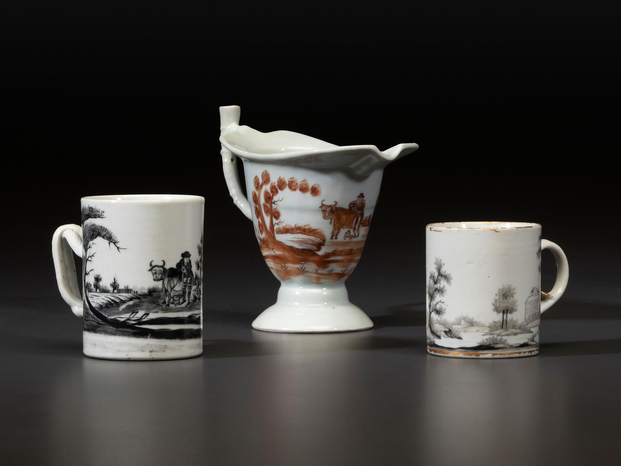 Six Chinese Export Porcelain 'Quaker Farmer' Articles