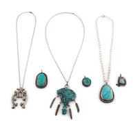 Navajo and Southwestern-style Silver and Turquoise Pendants