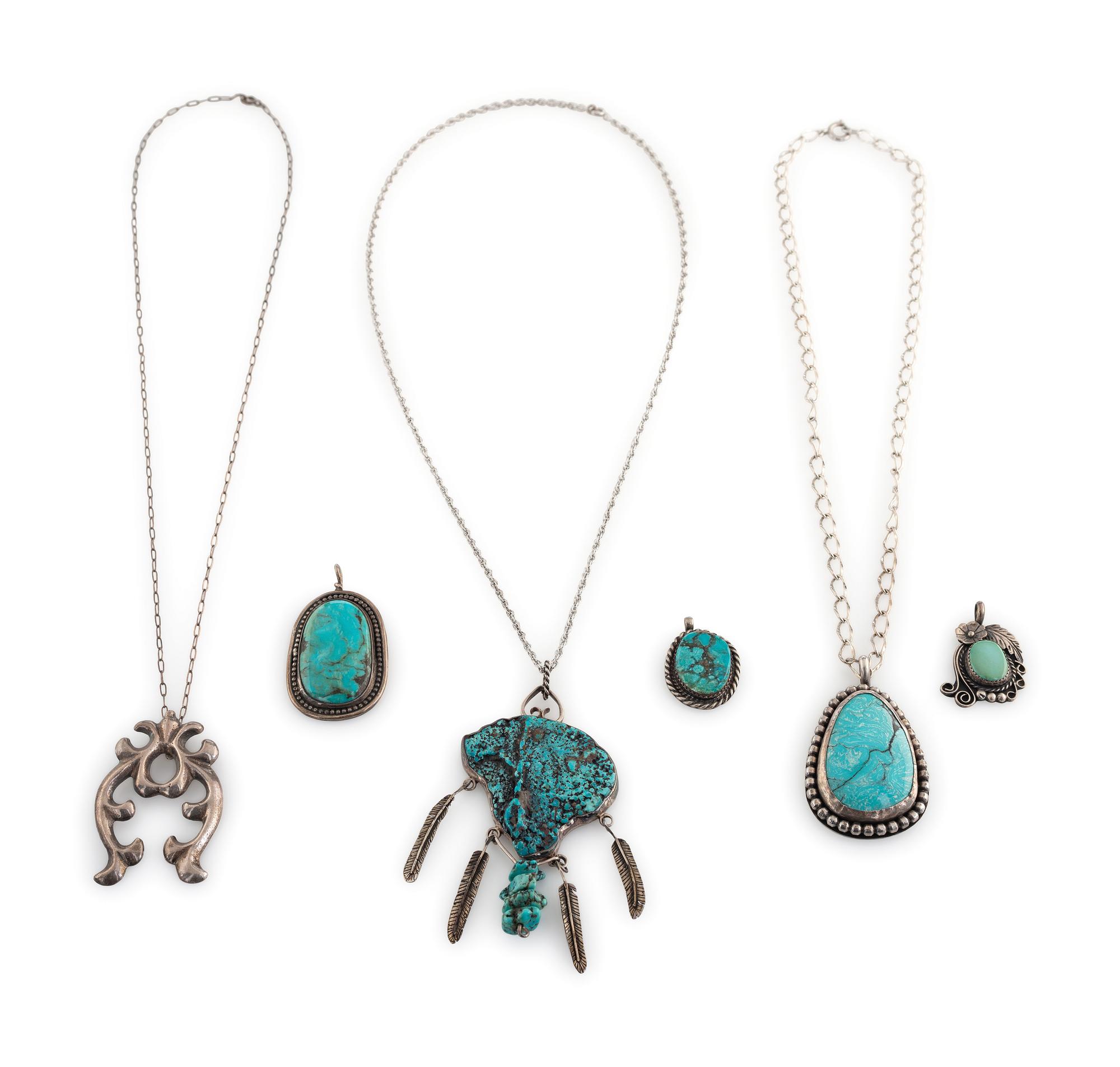 Navajo and Southwestern-style Silver and Turquoise Pendants