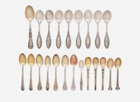 A collection of twenty-two sterling silver coffee or tea spoons, Tiffany & Co., New York, NY, circa 1872-1900