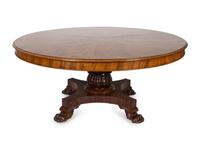 A Regency Crotch Mahogany Sunburst Inlaid Center Table — 19TH CENTURY