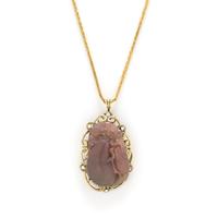 PINK JADE PENDANT AND CHAIN